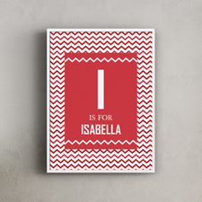Red Chevron Personalized Poster Print, 18X24