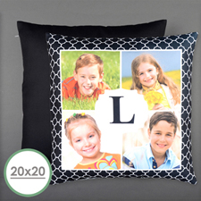 Initial Four Collage Personalized Photo Large Pillow Cushion Cover 20