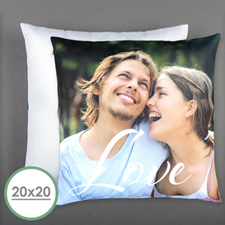 Script Love Personalized Photo Pillow 20 Inch  Cushion (No Insert) 