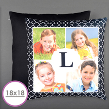 Initial Four Collage Personalized Photo Large Cushion 18