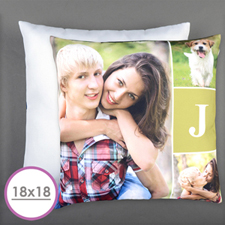 Monogrammed Personalized Photo Pillow Cushion (18 Inch) (No Insert) 