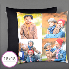 Four Collage Photo Personalized Pillow Cushion (18 Inch) (No Insert) 