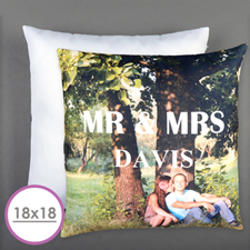 Mr. And Mrs. Personalized Pillow Cushion (18 Inch) (No Insert) 
