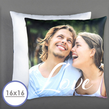 Script Love Personalized Photo Pillow 16 Inch  Cushion (No Insert) 