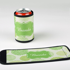 Green Floral Personalized Can And Bottle Wrap