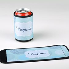 Blue Floral Personalized Can And Bottle Wrap