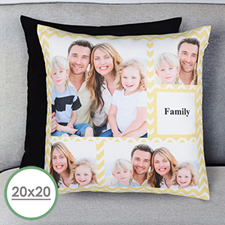 Lemon Chevron Collage Personalized Large Pillow Cushion Cover 20