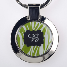 Lime Animal Print Personalized Round Metal Keychain (Small)