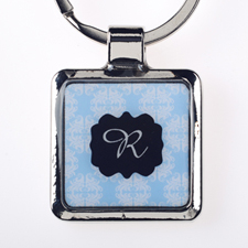 Sea Floral Personalized Square Metal Keychain (Small)