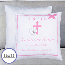 Girl Christening Personalized Pillow Cushion Cover 16