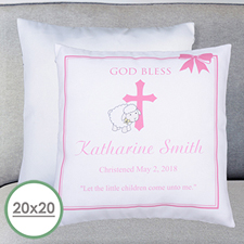 Girl Christening Personalized Large Pillow Cushion Cover 20
