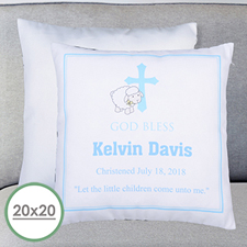 Boy Christening Personalized Large Pillow Cushion Cover 20