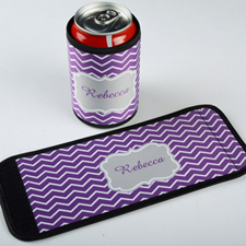 Lavender Chevron Personalized Can And Bottle Wrap