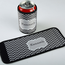 Grey Chevron Personalized Can And Bottle Wrap