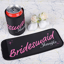 Fuchsia Bridesmaid Personalized Can And Bottle Wrap