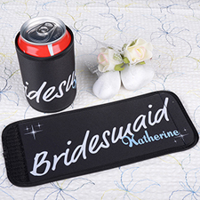 White Bridesmaid Personalized Can And Bottle Wrap