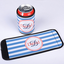 Blue Strip Personalized Bottle & Can Wrap