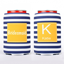 Navy Stripe Personalized Can Cooler