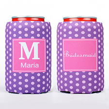 Purple Polka Dot Personalized Can Cooler