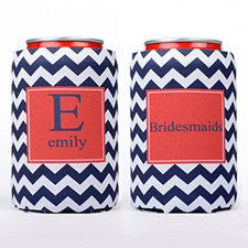 Navy Zig Zag Personalized Can Cooler