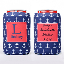 Navy Anchor Personalized Can Cooler