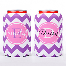 Plum Chevron Personalized Can Cooler
