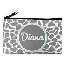 Grey Leopard Personalized Small Cosmetic Bag (4