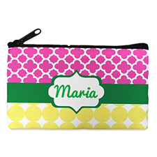 Fuchsia And Mustard Personalized Small Cosmetic Bag (4