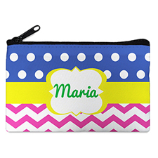 Dots And Chevron Personalized Small Cosmetic Bag (4