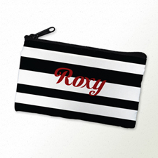 Black Stripe Personalized Small Cosmetic Bag (4