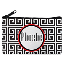 Black Grid Personalized Small Cosmetic Bag (4