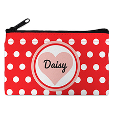 Red Dot Heart Personalized Small Cosmetic Bag (4