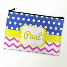 Dots And Chevron Personalized Cosmetic Bag