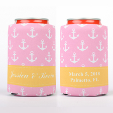 Pink Anchor Personalized Can Cooler