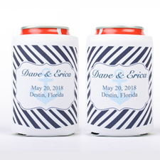 Blue Nautical Wedding Personalized Can Cooler
