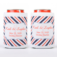 Pink Nautical Wedding Personalized Can Cooler