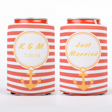 Anchor And Strip Personalized Can Cooler