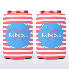 Red Strip Personalized Can Cooler