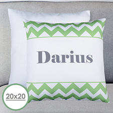 20 X 20 Green Chevron Personalized Pillow  Cushion (No Insert) 
