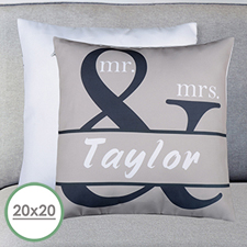 Mr. And Mrs. Personalized Name Large Pillow Cushion Cover 20
