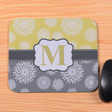 Create Your Own Lemon & Grey Floral Personalized Mouse Pad