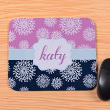 Create Your Own Navy & Pink Floral Personalized Mouse Pad