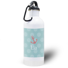 Dots Carol Anchor Personalized Water Bottle