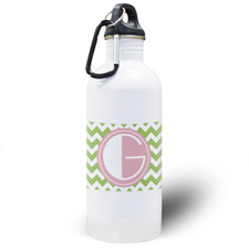 Lime Chevron Personalized Water Bottle