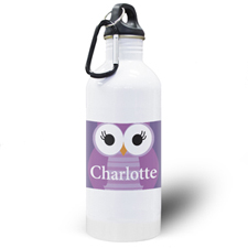 Purple Owl Personalized Kids Water Bottle