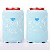 Hearts And Arrow Personalized Can Cooler, Blue