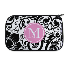 Black Floral Personalized Neoprene Cosmetic Bag