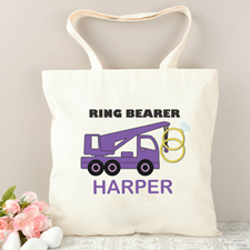 Ring Bearer Purple Truck Personalized Tote Bag