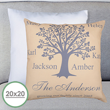 Beige Family Tree Personalized Large Pillow Cushion Cover 20