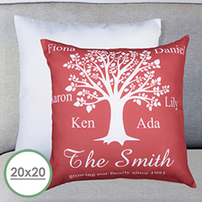 Burgundy Family Tree Personalized Large Pillow Cushion Cover 20